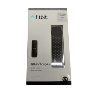 Fitbit Charge 3 Sport Band Black Small S/P Breathable Design New Sealed